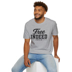 "Free Indeed" John 8:36 T-Shirt — Christian Faith Tee (Gildan 64000)
