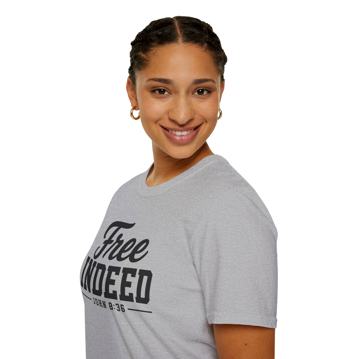 "Free Indeed" John 8:36 T-Shirt — Christian Faith Tee (Gildan 64000)