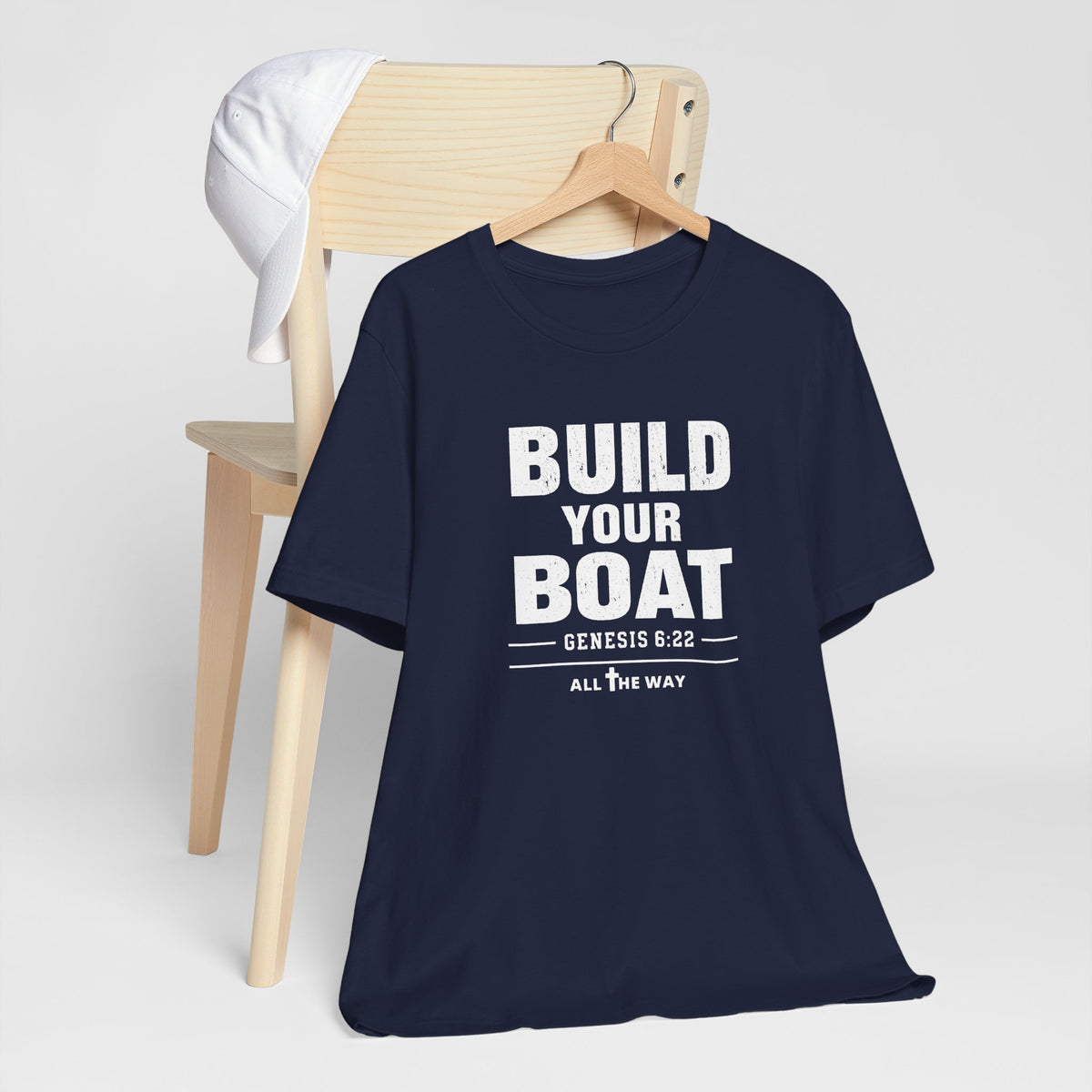 "Build Your Boat" Genesis 6:22 Faith Shirt  (Bella+Canvas 3001)