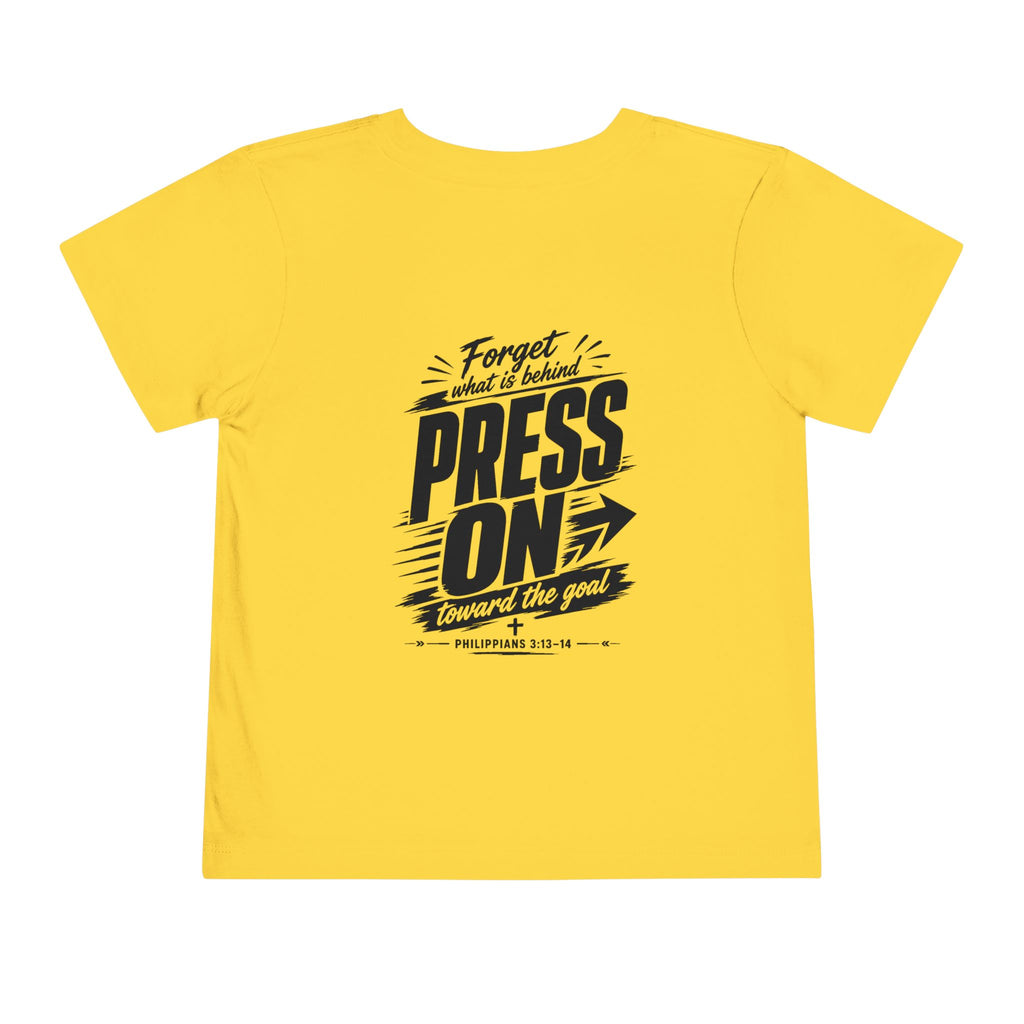 Toddler "PRESS ON" Philippians 3:13–14 Tee — Faith-Based Kids Shirt