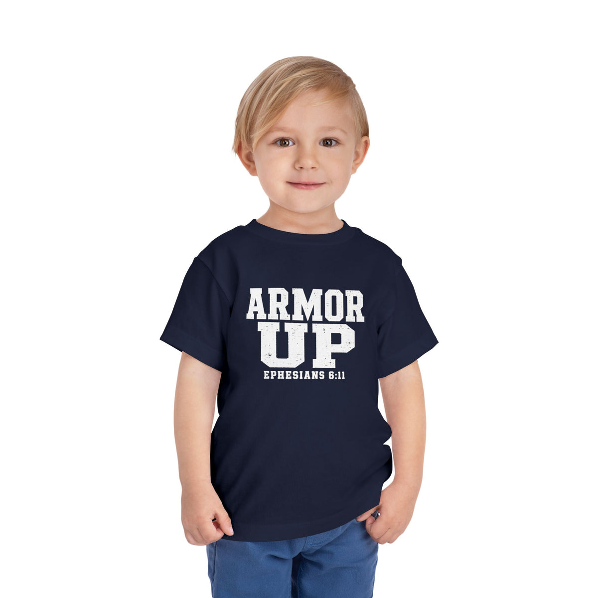 Toddler "Armor Up"  Ephesians 6:11 Tee — Faith-Based Kids Shirt -Final