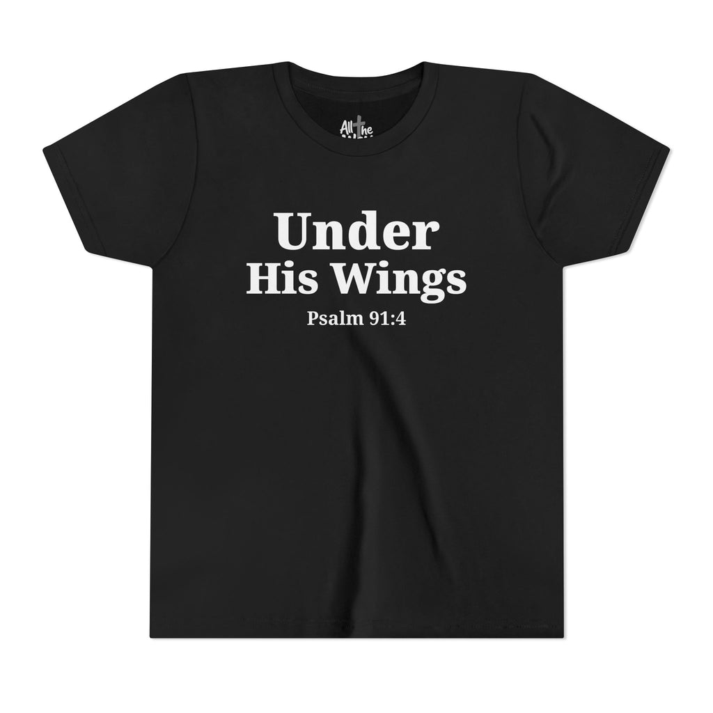 Youth Tee — "Under His Wings" Psalm 91:4 Faith T‑Shirt (Bella Canva 3001Y)