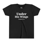 Youth Tee — "Under His Wings" Psalm 91:4 Faith T‑Shirt (Bella Canva 3001Y)
