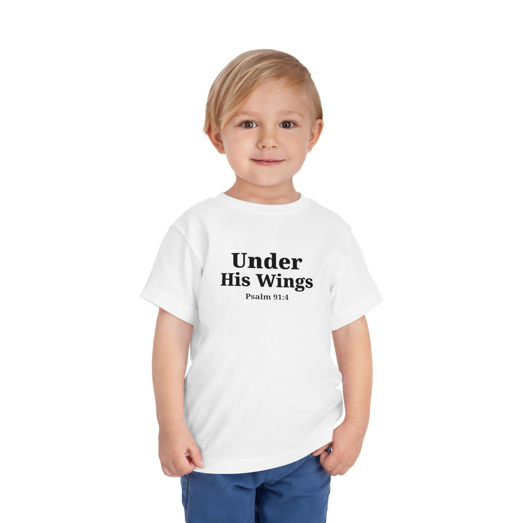 Toddler "Under His Wings" Psalm 91:4 Tee — Faith-Based Kids Shirt (Bella Canvas)