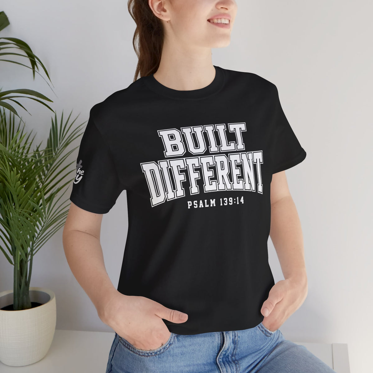 "Built Different" Psalm 139:14 Tee — Christian Faith Inspirational T-Shirt (Bella+Canvas 3001)