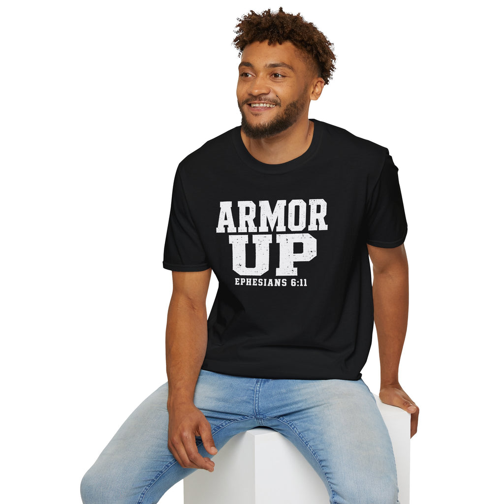 "Armor Up" Ephesians 6:11 T-Shirt — Christian Faith Tee (Gildan 64000)