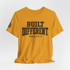 "Built Different" Psalm 139:14 Tee — Christian Faith Inspirational T-Shirt (Bella+Canvas 3001)