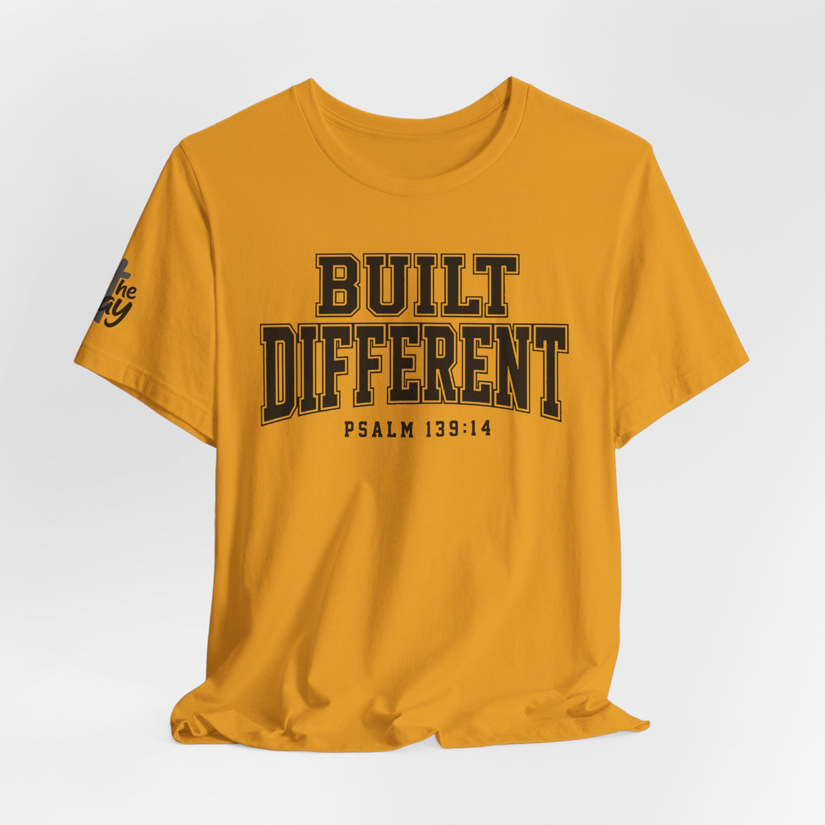 "Built Different" Psalm 139:14 Tee — Christian Faith Inspirational T-Shirt (Bella+Canvas 3001)