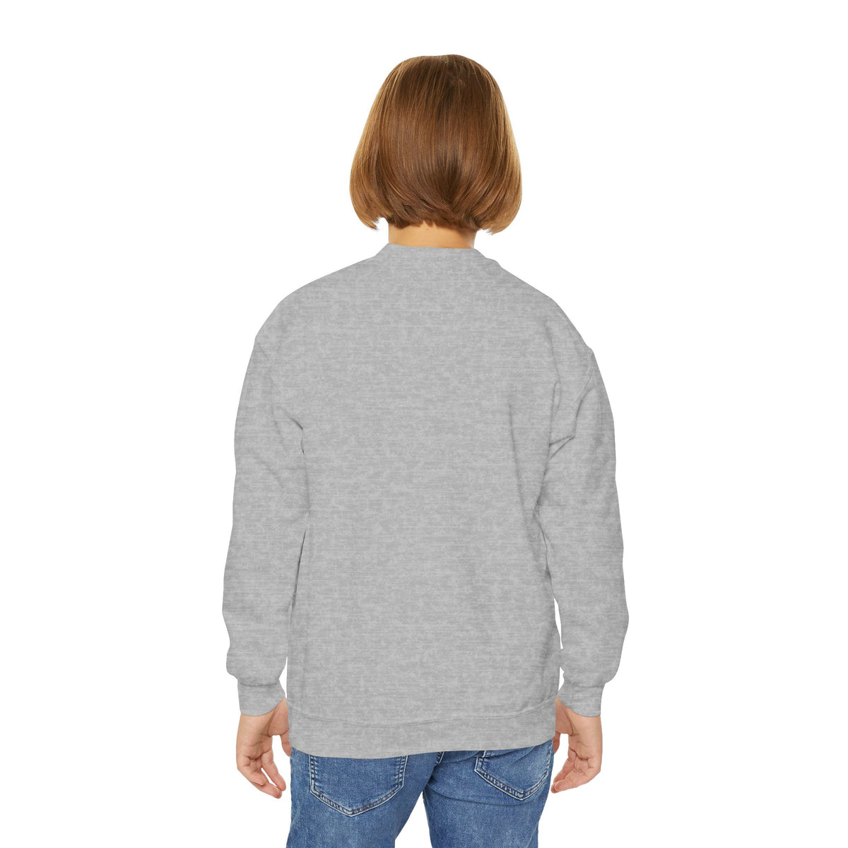 Youth Crewneck Sweatshirt — "All The Way" Inspirational Bible Verse (Matthew 10:38-39)