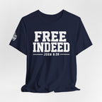 "Free Indeed" John 8:36 Christian Faith Tee (Bella+Canvas 3001)
