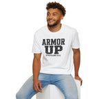 "Armor Up" Ephesians 6:11 T-Shirt — Christian Faith Tee (Gildan 64000)