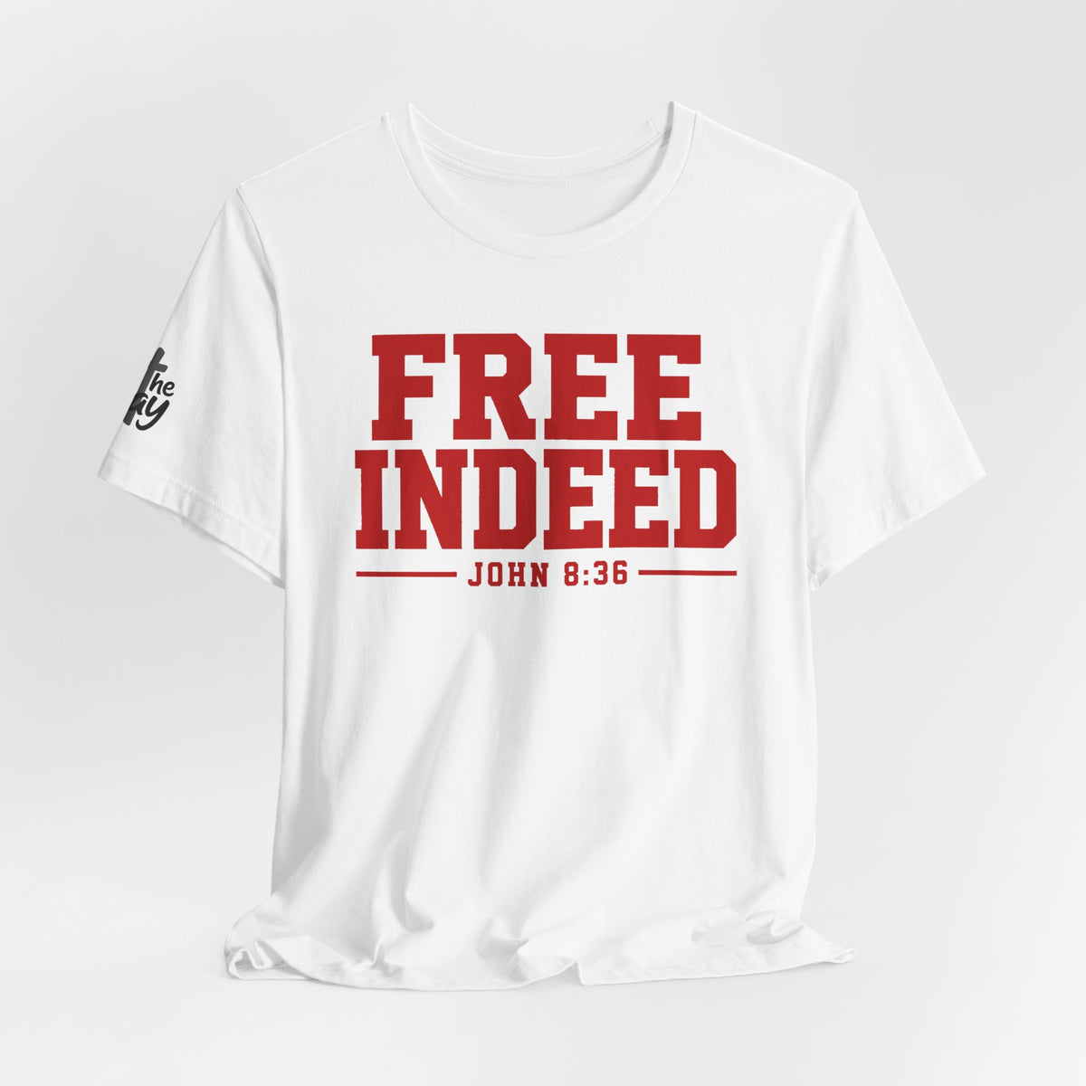 "Free Indeed" John 8:36 Christian Faith Tee (Bella+Canvas 3001)