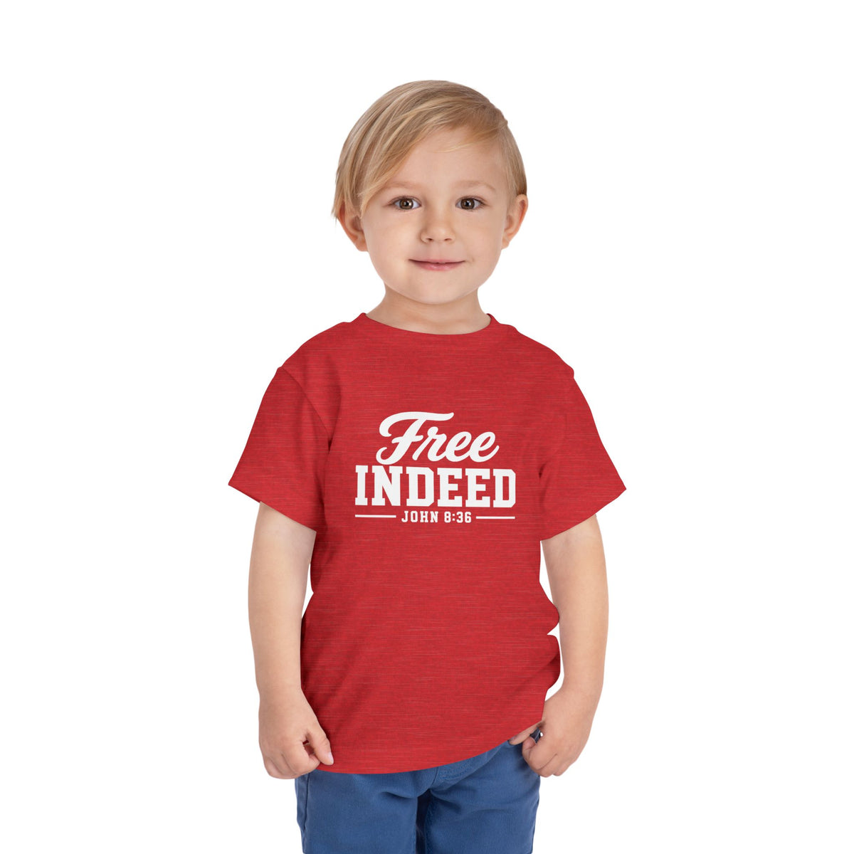 Toddler "Free Indeed"  John 8:36 Tee — Faith-Based Kids Shirt -Final