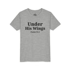 Youth Tee — "Under His Wings" Psalm 91:4 Faith T‑Shirt (Bella Canva 3001Y)