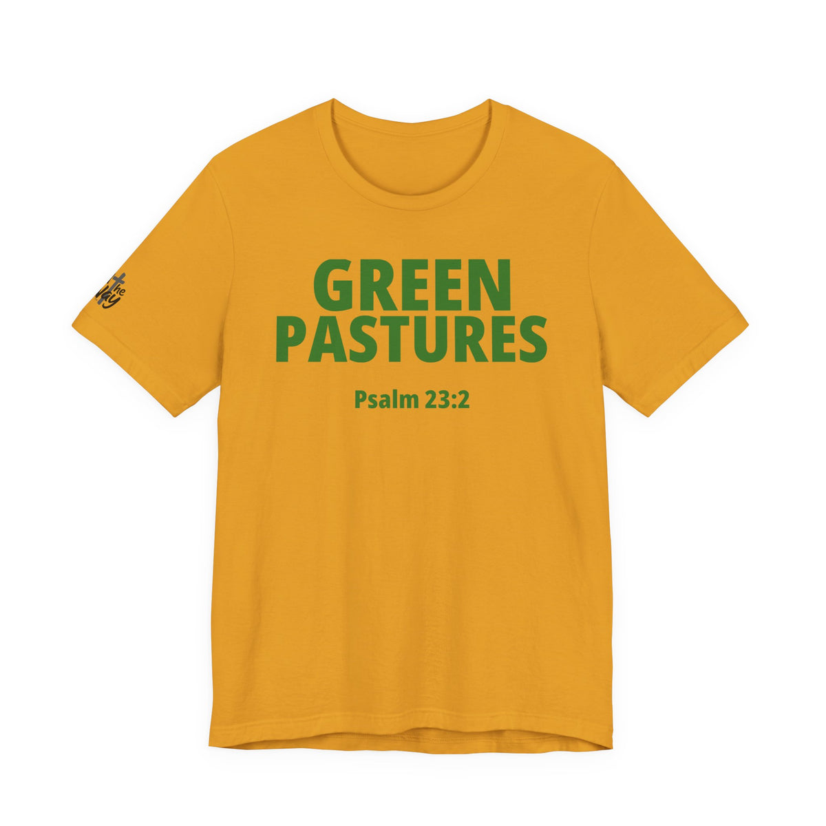"Green Pastures" Psalm 23:2 Tee — Christian Faith Inspirational T-Shirt (Bella+Canvas 3001)