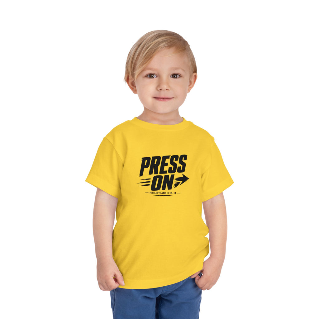 Toddler "PRESS ON" Philippians 3:13–14 Tee — Faith-Based Kids Shirt