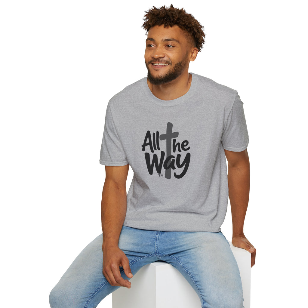 All The Way Cross logo T‑Shirt — Faith-Inspired Christian Graphic Tee (Gildan 64000)