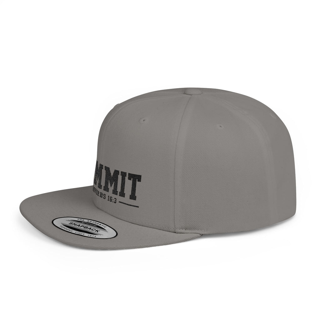 Commit Snapback Hat — "Commit" Proverbs 16:3 Embroidered Flat Bill Cap