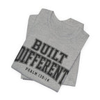 "Built Different" Psalm 139:14 Tee — Christian Faith Inspirational T-Shirt (Bella+Canvas 3001)