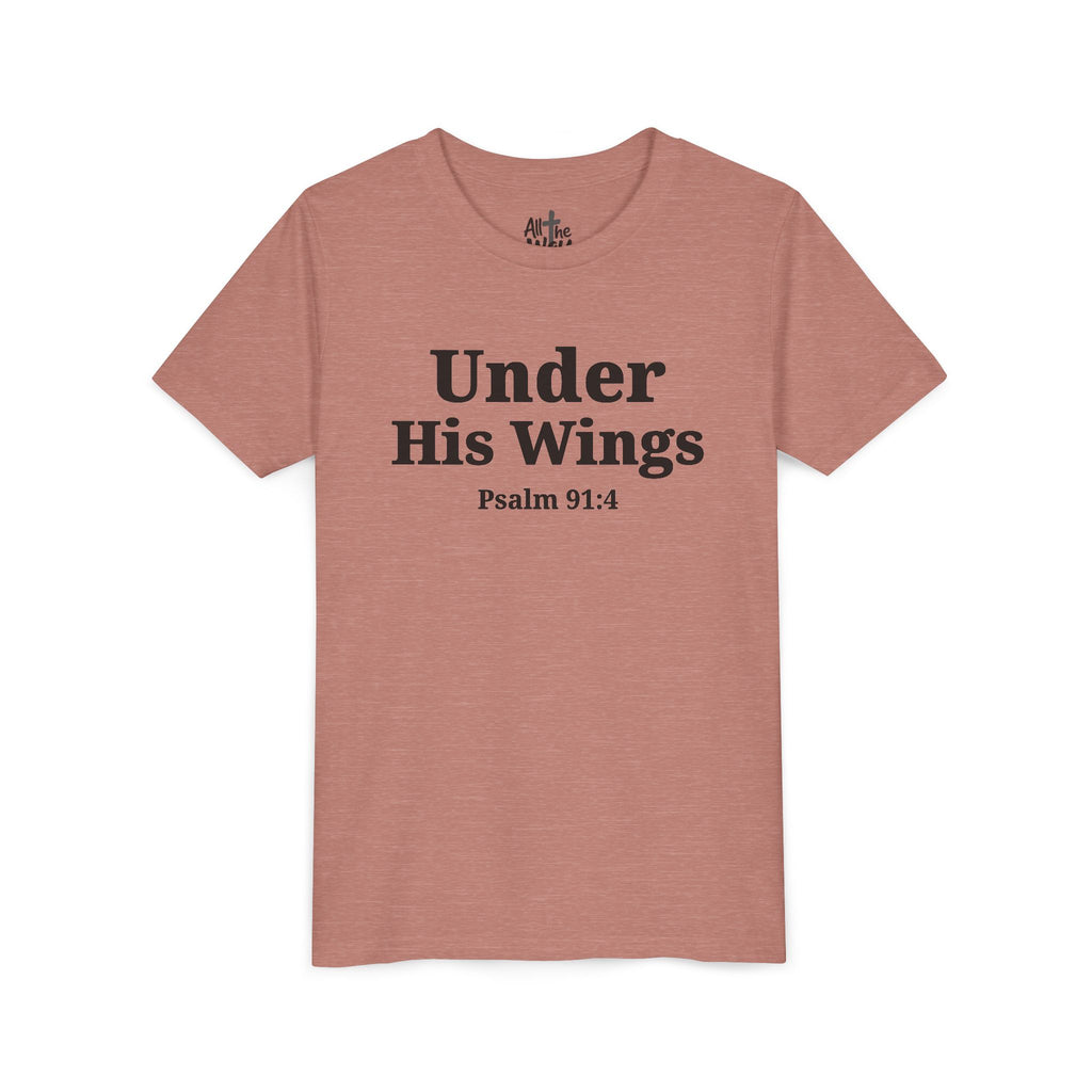 Youth Tee — "Under His Wings" Psalm 91:4 Faith T‑Shirt (Bella Canva 3001Y)