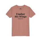 Youth Tee — "Under His Wings" Psalm 91:4 Faith T‑Shirt (Bella Canva 3001Y)