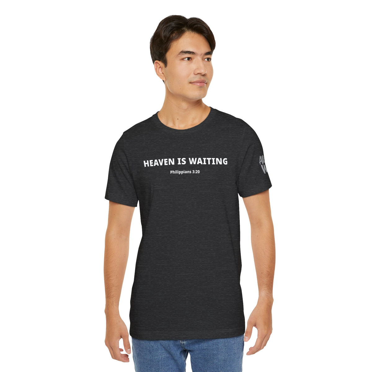 "Heaven is Waiting" Philippians 3:20 Faith Shirt  (Bella+Canvas 3001)