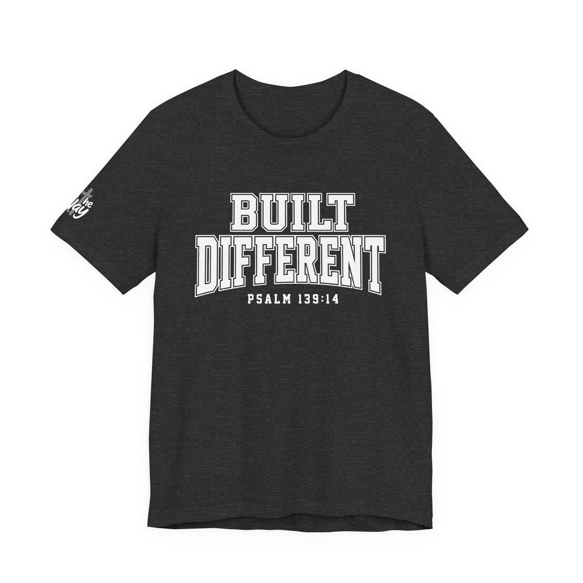 "Built Different" Psalm 139:14 Tee — Christian Faith Inspirational T-Shirt (Bella+Canvas 3001)