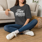 "Free Indeed" John 8:36 T-Shirt — Christian Faith Tee (Gildan 64000)