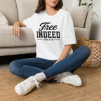 "Free Indeed" John 8:36 T-Shirt — Christian Faith Tee (Gildan 64000)