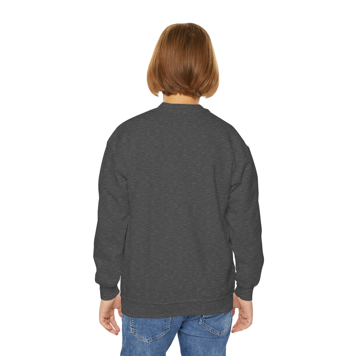 Youth Crewneck Sweatshirt — "All The Way" Inspirational Bible Verse (Matthew 10:38-39)
