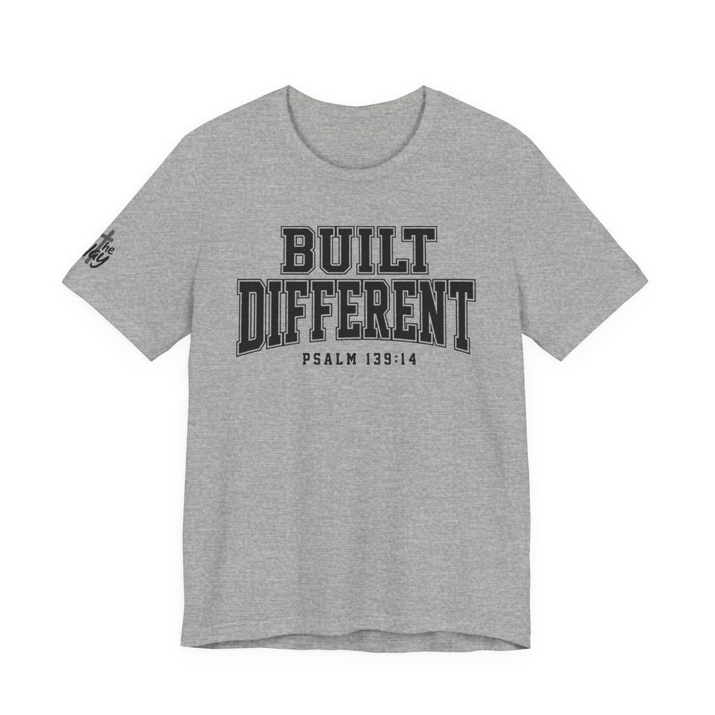 "Built Different" Psalm 139:14 Tee — Christian Faith Inspirational T-Shirt (Bella+Canvas 3001)