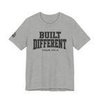 "Built Different" Psalm 139:14 Tee — Christian Faith Inspirational T-Shirt (Bella+Canvas 3001)