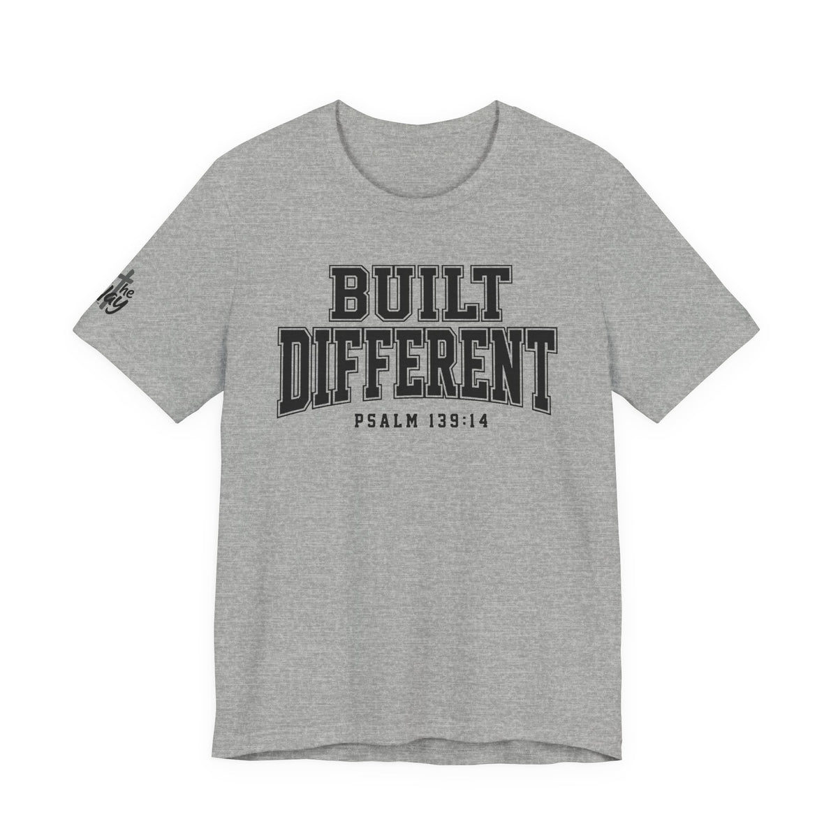 "Built Different" Psalm 139:14 Tee — Christian Faith Inspirational T-Shirt (Bella+Canvas 3001)