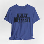 "Built Different" Psalm 139:14 Tee — Christian Faith Inspirational T-Shirt (Bella+Canvas 3001)