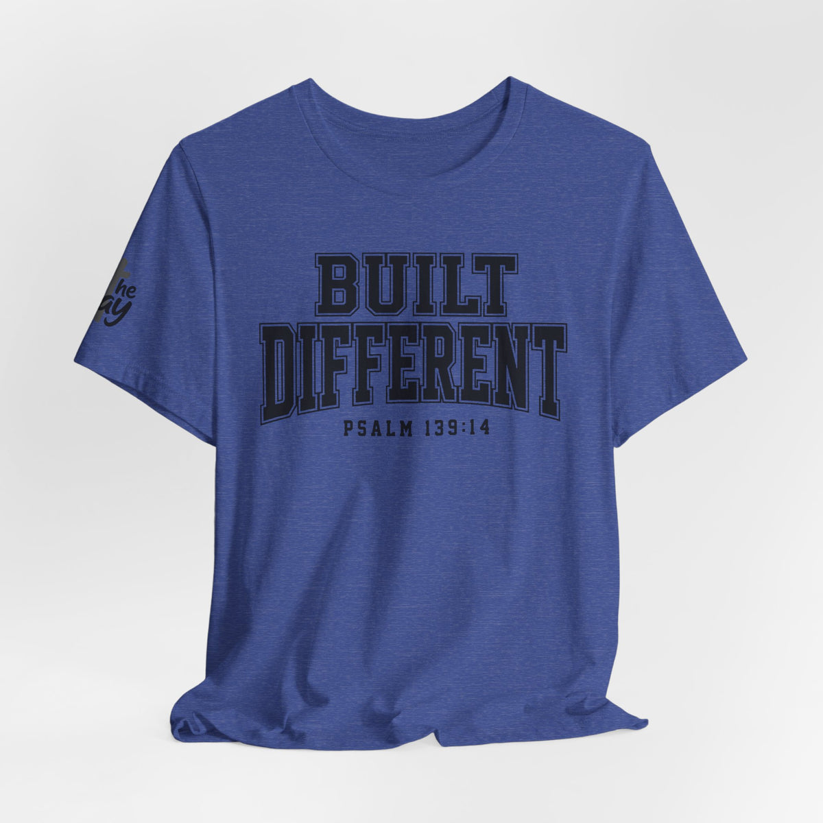 "Built Different" Psalm 139:14 Tee — Christian Faith Inspirational T-Shirt (Bella+Canvas 3001)