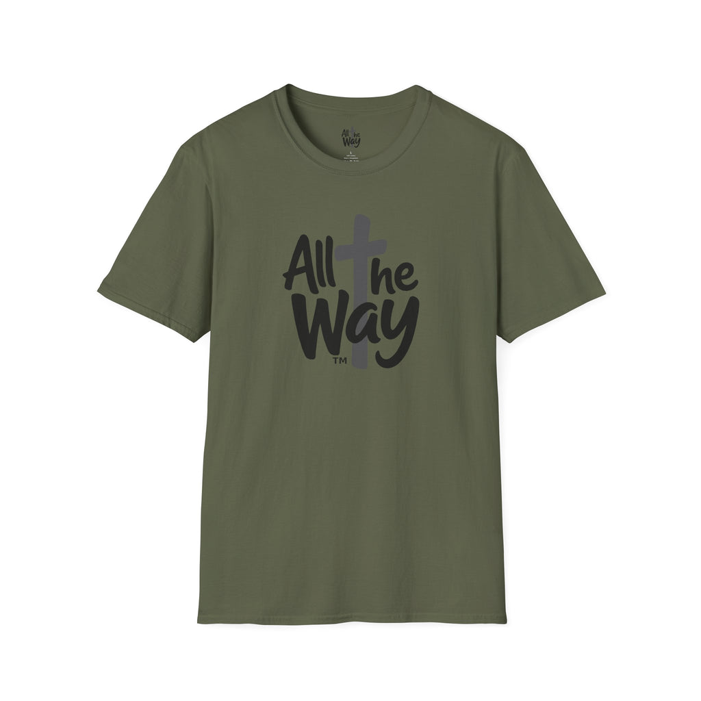 All The Way Cross logo T‑Shirt — Faith-Inspired Christian Graphic Tee (Gildan 64000)