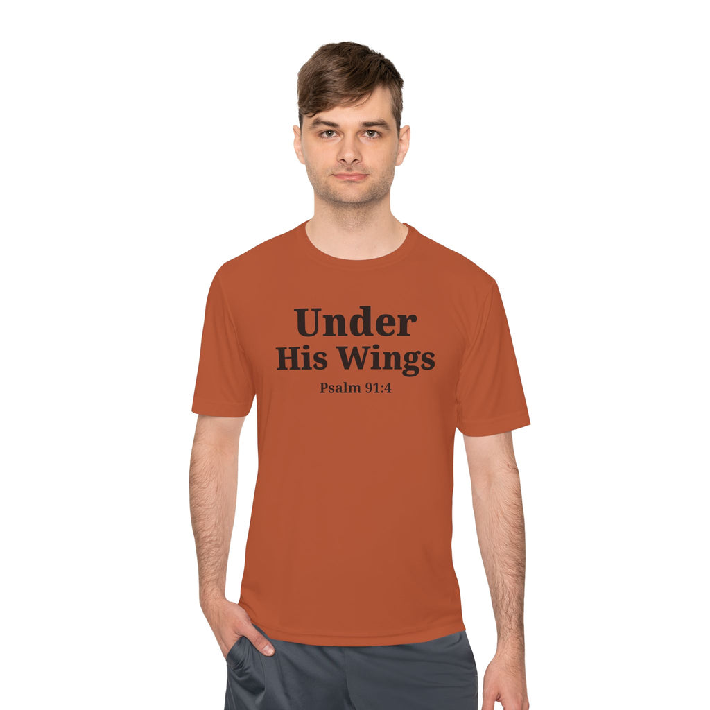 Moisture Wicking Tee "Under his Wings" Psalm 91:4 (Sport tek)