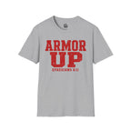 "Armor Up" Ephesians 6:11 T-Shirt — (Gildan 64000) Red Letters