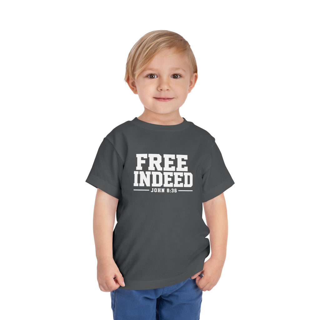Toddler "Free Indeed"  John 8:36 Tee — Faith-Based Kids Shirt -Final
