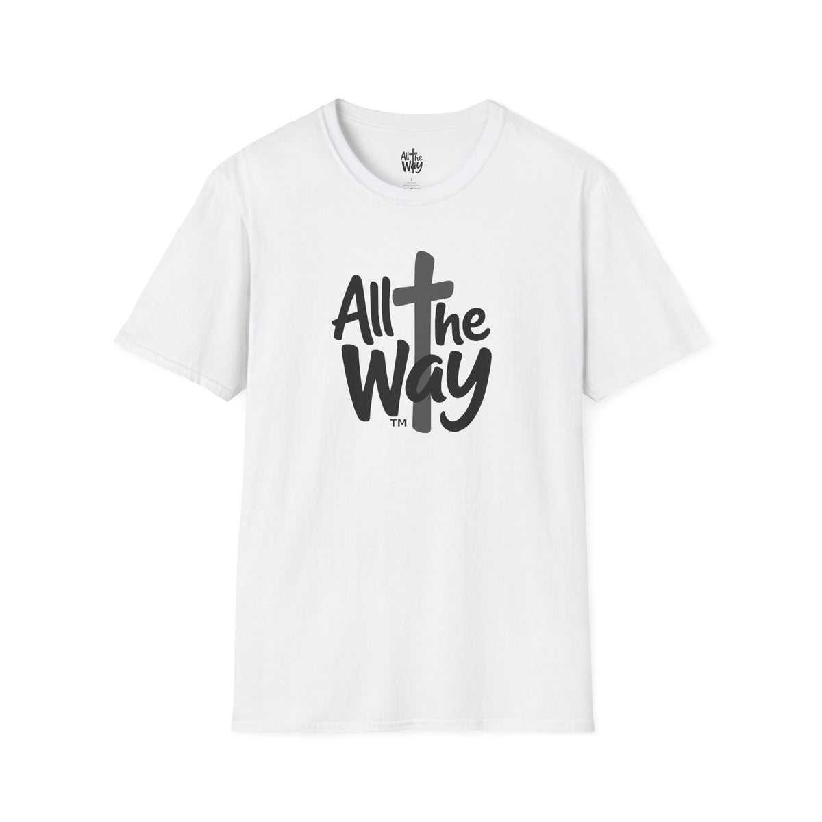 All The Way Cross logo T‑Shirt — Faith-Inspired Christian Graphic Tee (Gildan 64000)