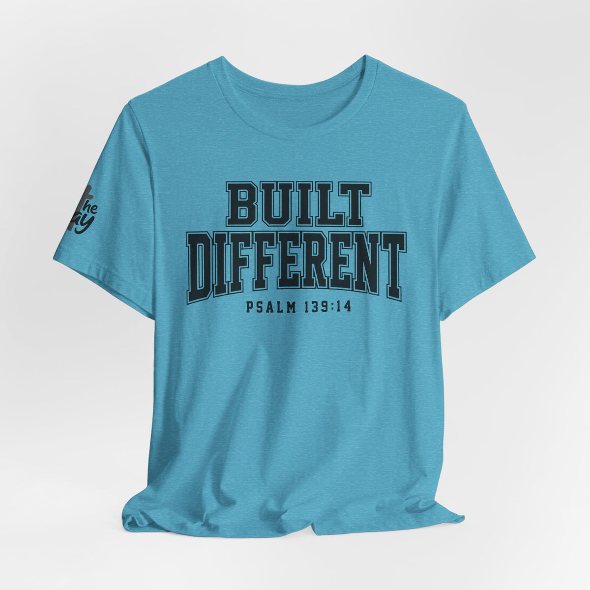 "Built Different" Psalm 139:14 Tee — Christian Faith Inspirational T-Shirt (Bella+Canvas 3001)