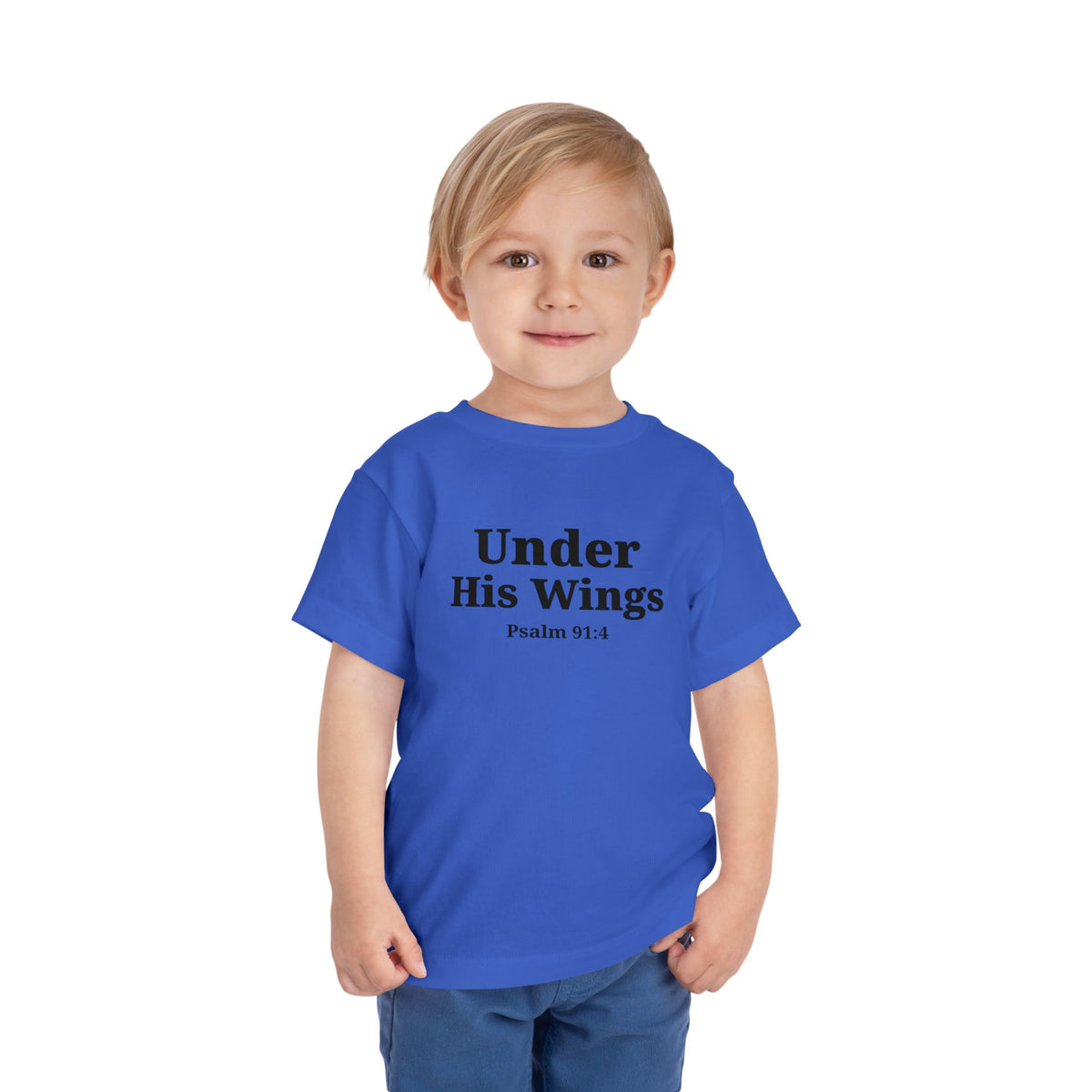 Toddler "Under His Wings" Psalm 91:4 Tee — Faith-Based Kids Shirt (Bella Canvas)