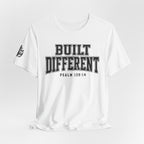"Built Different" Psalm 139:14 Tee — Christian Faith Inspirational T-Shirt (Bella+Canvas 3001)