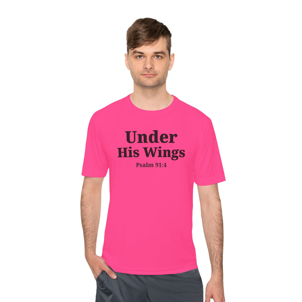 Moisture Wicking Tee "Under his Wings" Psalm 91:4 (Sport tek)