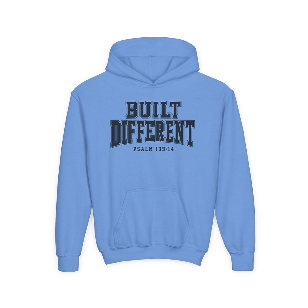 Youth "Built Different"  Psalm 139:14 Hoodie Inspirational Christian Sweatshirt