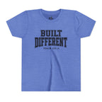 Youth Tee — "Built Different" Psalm 139:14 Christian Kids Shirt (Bella Canvas 3001y)