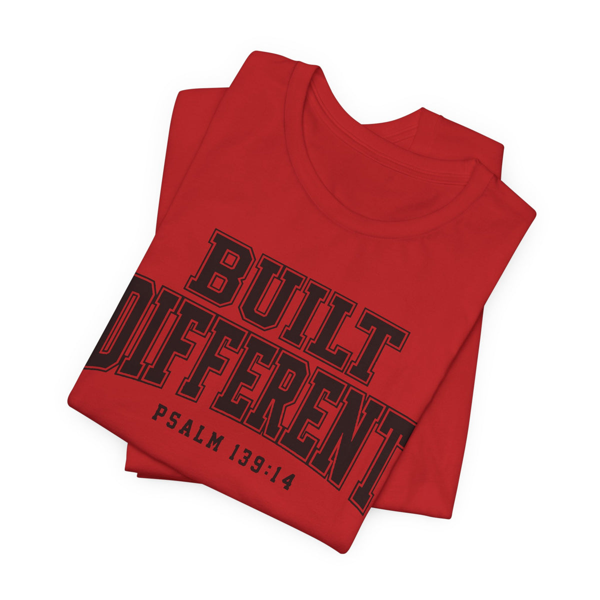 "Built Different" Psalm 139:14 Tee — Christian Faith Inspirational T-Shirt (Bella+Canvas 3001)