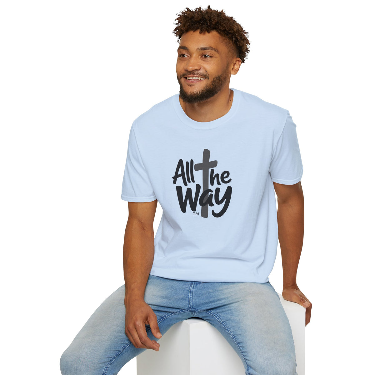 All The Way Cross logo T‑Shirt — Faith-Inspired Christian Graphic Tee (Gildan 64000)