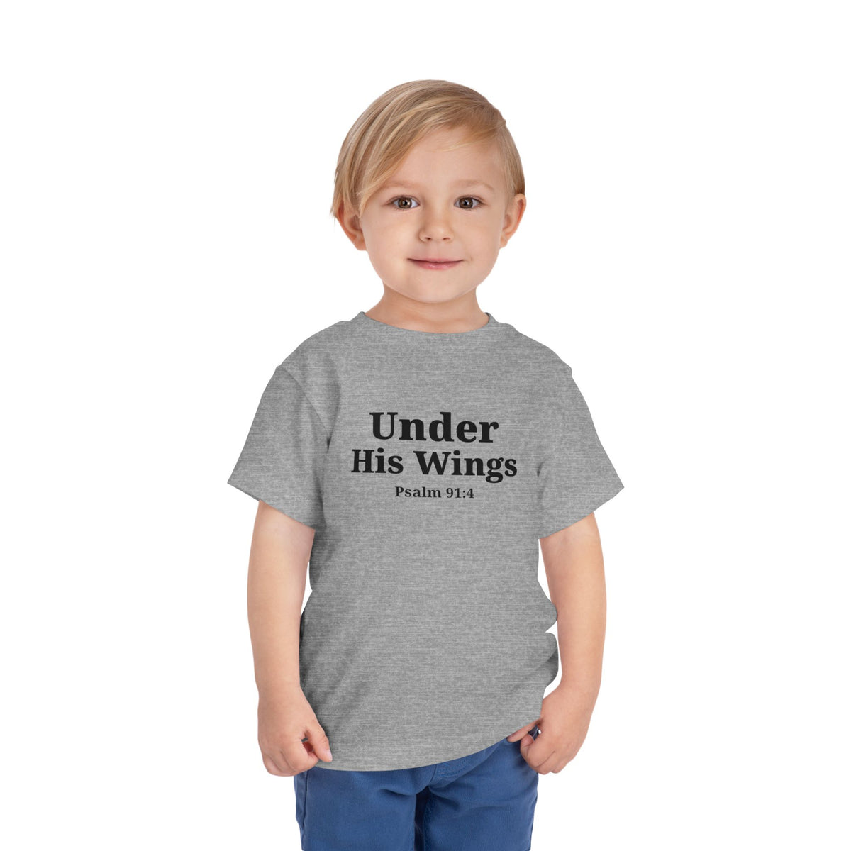 Toddler "Under His Wings" Psalm 91:4 Tee — Faith-Based Kids Shirt (Bella Canvas)