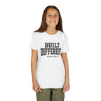 Youth Tee — "Built Different" Psalm 139:14 Christian Kids Shirt (Bella Canvas 3001y)